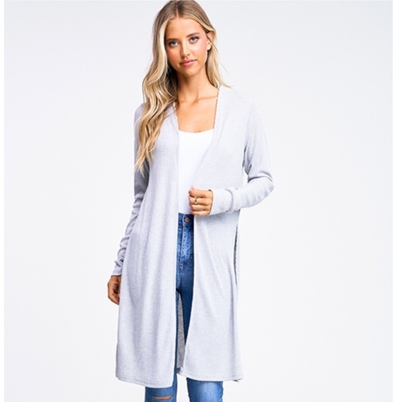 Montrez Sweaters - Gray Lightweight Cardigan Duster Long Size Large